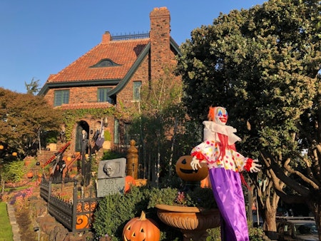 Ghouls, clowns, and a grave for "Kellyanne Conwoman": visiting a Corona Heights Halloween landmark