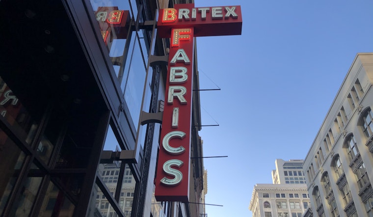 Rejoice! A new Britex Fabrics neon sign has gone up in Union Square