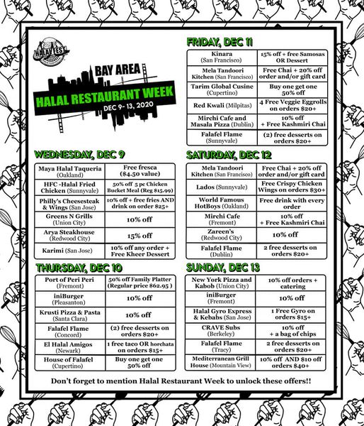 Halal Restaurant Week schedule