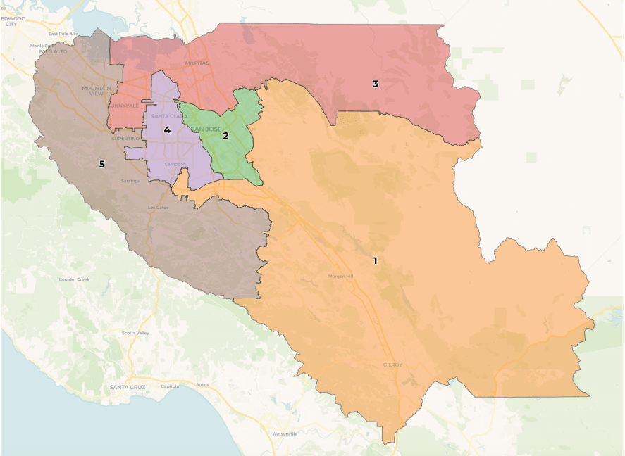 New political boundary map adopted by Santa Clara County makes big
