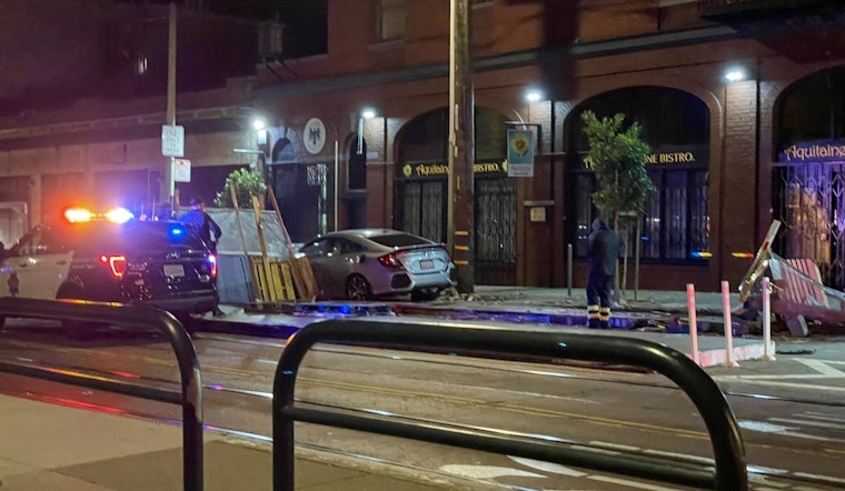 Driver crashes into and destroys parklets at Aquitaine & The Boombox