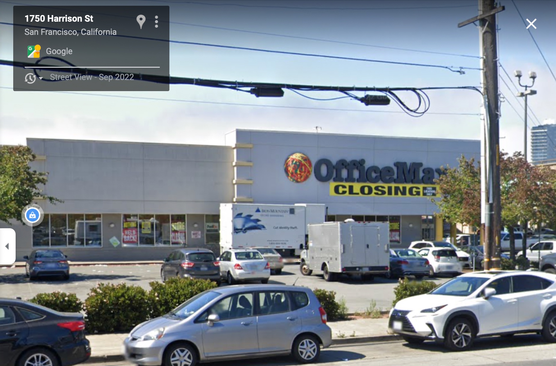 The OfficeMax at 14th and Harrison Streets has bit the dust