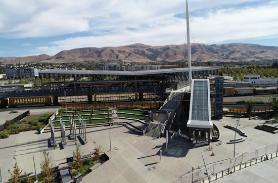 BART opens fancy pedestrian bridge over large swath of train tracks in Fremont