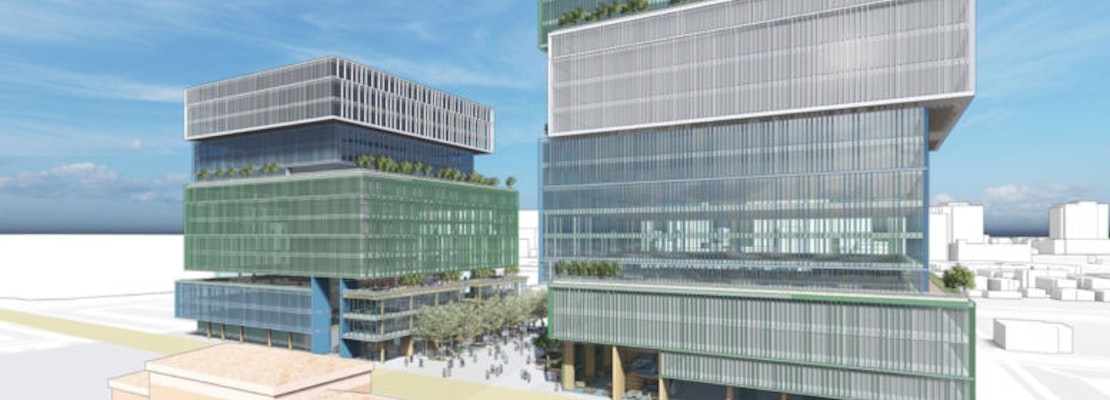 Caltrain shows off its plans for two office towers and a public plaza at Diridon Station