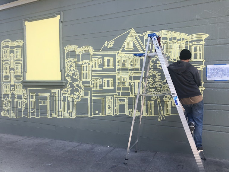 Burnt, charred Amos Goldbaum mural in Mission now being restored to full former glory