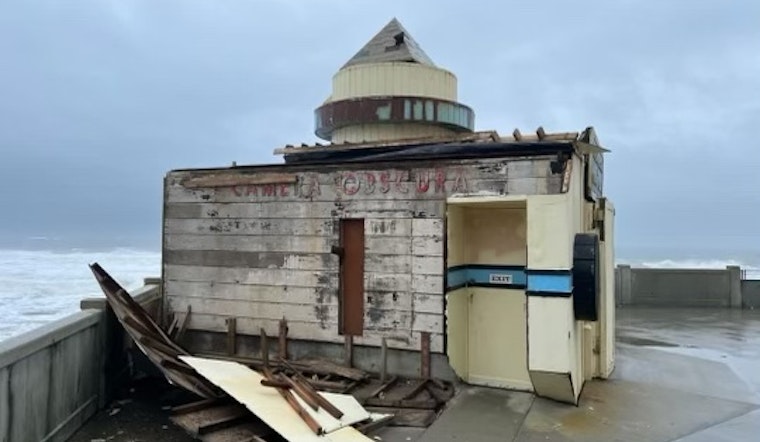 Storms and high winds blow walls off Camera Obscura at Land's End