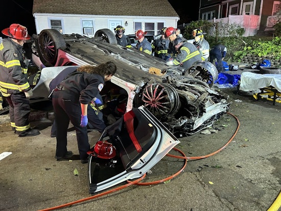 Car Flips and Crashes into Parked Vehicles in Brockton