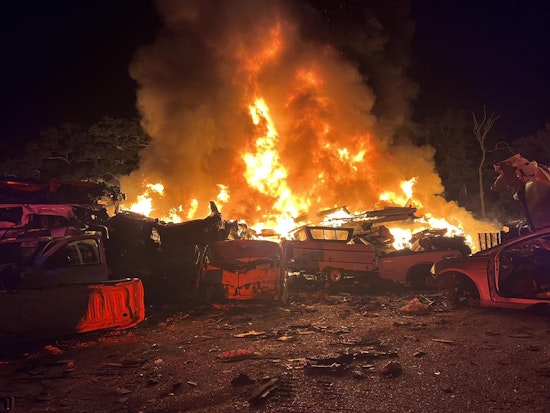 Explosions and Flames Engulf Tiverton Auto Recycling Facility in Massive Fire