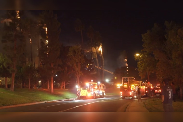 VIDEO: Palm Tree Sparks Inferno Threatening Santa Ana Hotel, Firefighters Tame Major Blaze