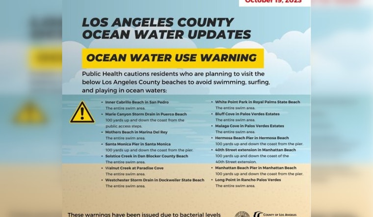 Health Department Warns Visitors of Major Los Angeles Beaches Due to Elevated Bacterial Levels
