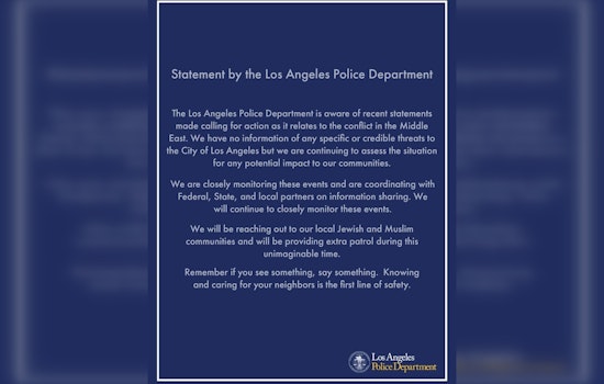 LAPD Maintains Security in the Midst of Middle East Tensions, Emphasizing Unity and Vigilance in LA