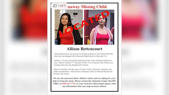 Missing 14-Year-Old from Hayward, Allison Bettencourt, Found Safe After Six-Day Search
