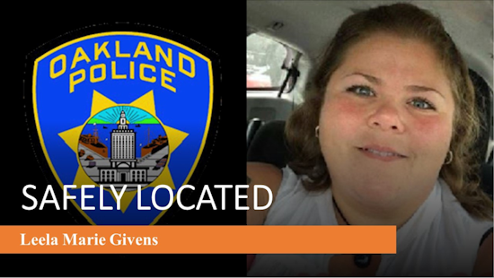 46-Year-Old Leela Givens Found Safely Following Joint Efforts from Oakland Community and Police