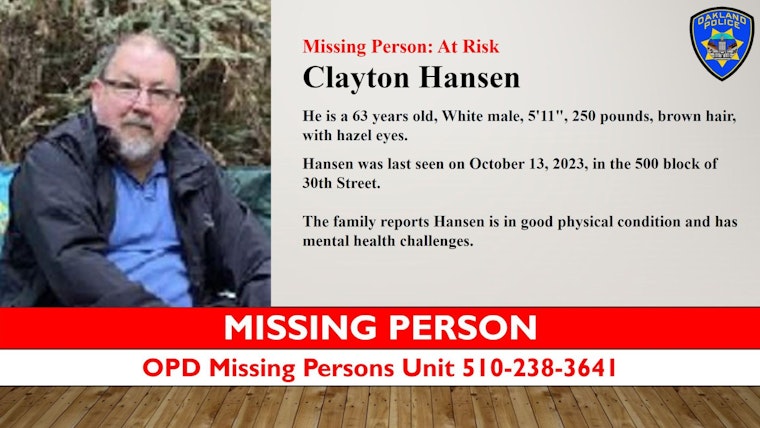 Police Seek Assistance from Oakland Community in Search for Missing 'At Risk' Senior Clayton Hansen