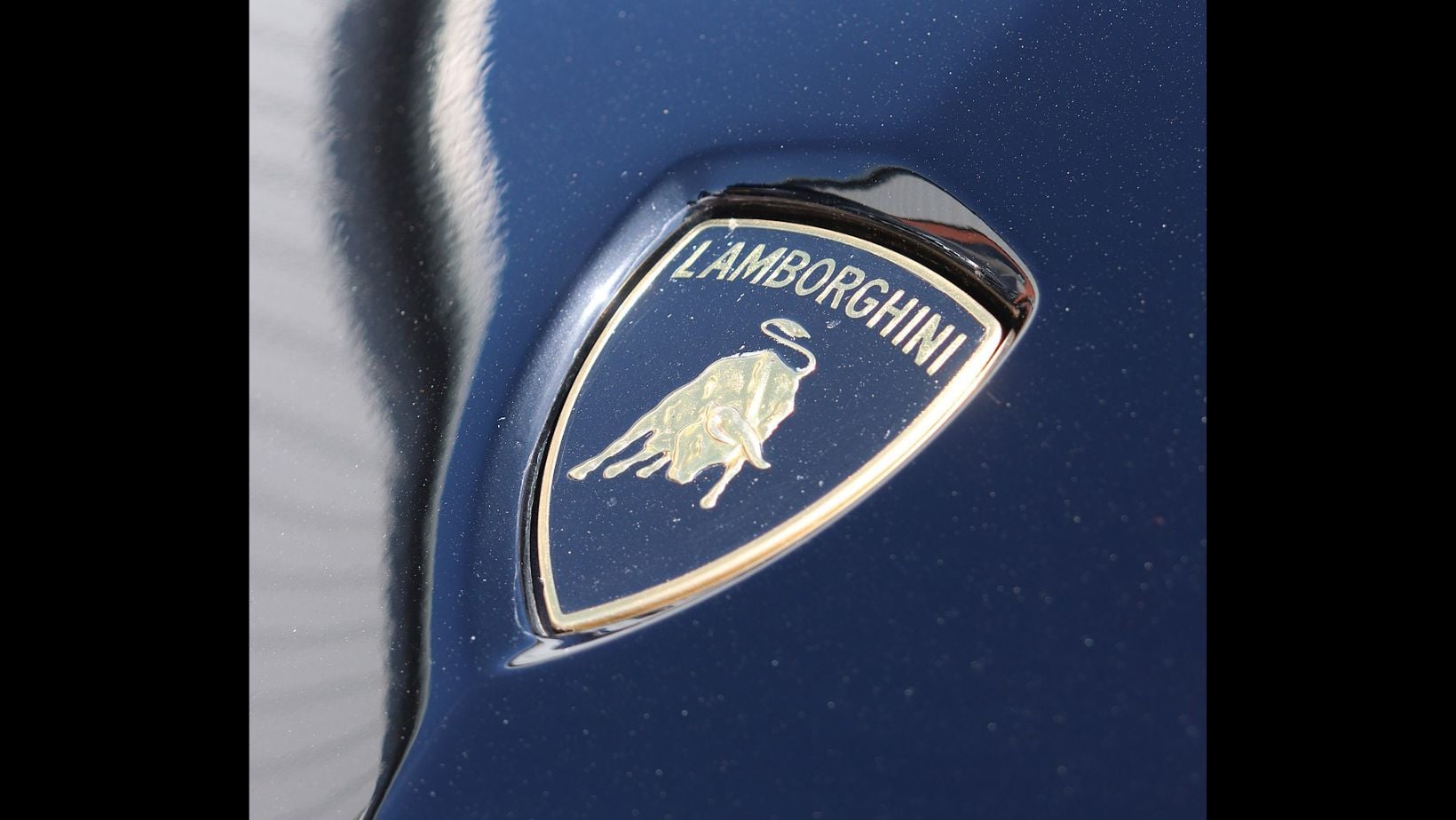 Close-up of a Lamborghini badge