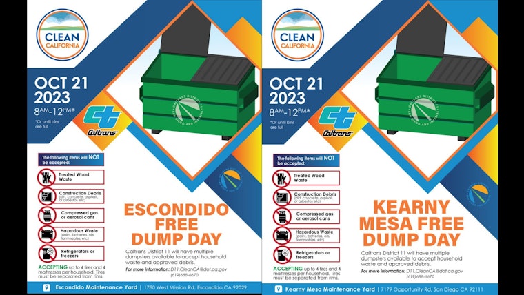 San Diego's Caltrans District 11 Announces Free Dump Day to Encourage Eco-Friendly Waste Disposal