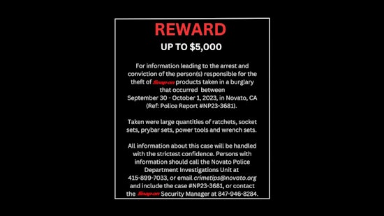 $5,000 Reward in Novato Mechanical and Construction Tools Theft Case 