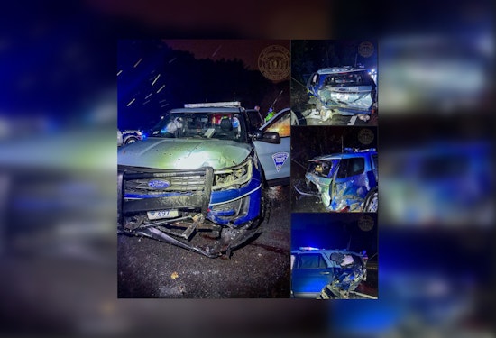Two State Trooper Cruisers Hit in Methuen, Massachusetts
