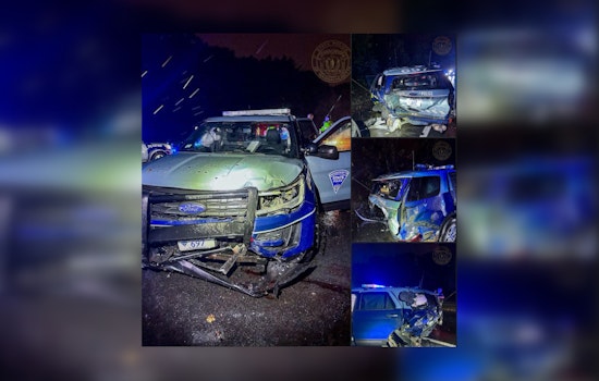 Two State Trooper Cruisers Hit in Methuen, Massachusetts