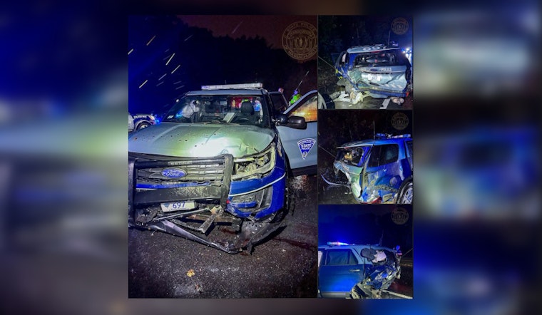 Two State Trooper Cruisers Hit in Methuen, Massachusetts