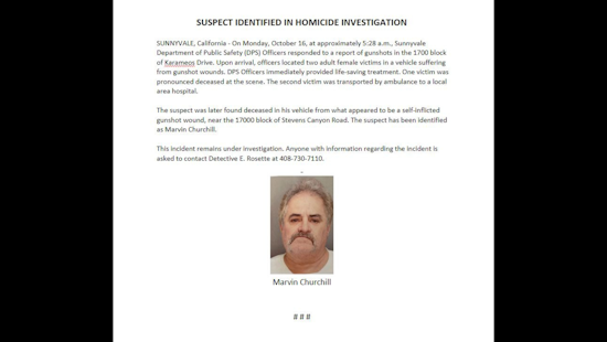 UPDATE: Deceased Gunman Now Identified in the Double Shooting Tragedy in Sunnyvale from October 16
