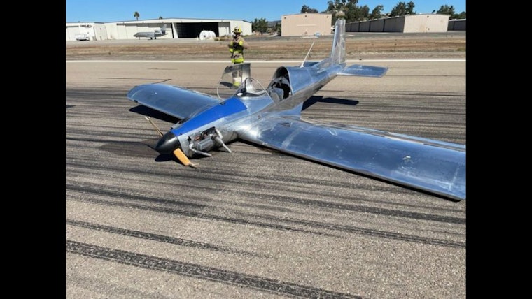 Vintage Plane's Landing Gear Fails at Gillespie Field, El Cajon