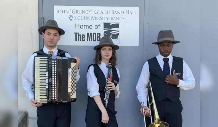 Band on the Run in Rice University's MOB "Checks" Out SMU with Witty Halftime Skit in Houston Classics