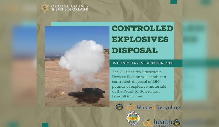 Boom in Irvine, OC Sheriff's Hazardous Devices Section to Safely Dispose Explosives