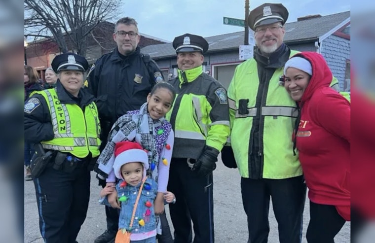 Boston's Finest Swap Handcuffs for Holiday Fun at Festive Tree Lighting