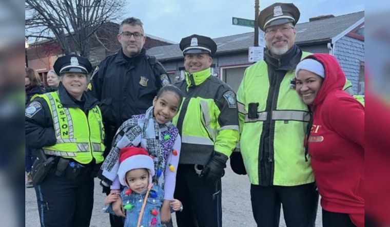 Boston's Finest Swap Handcuffs for Holiday Fun at Festive Tree Lighting