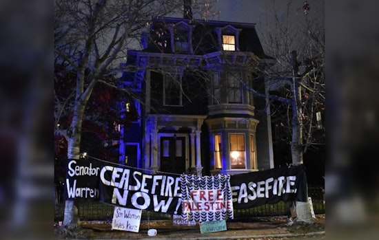 Demonstrators Urge Cease-fire Action at Senator Warren's Cambridge Home Amidst Israel-Palestine Conflict