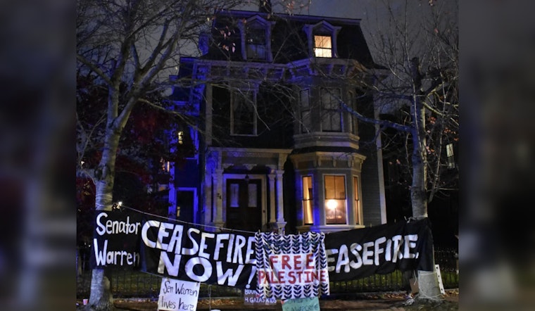 Demonstrators Urge Cease-fire Action at Senator Warren's Cambridge Home Amidst Israel-Palestine Conflict
