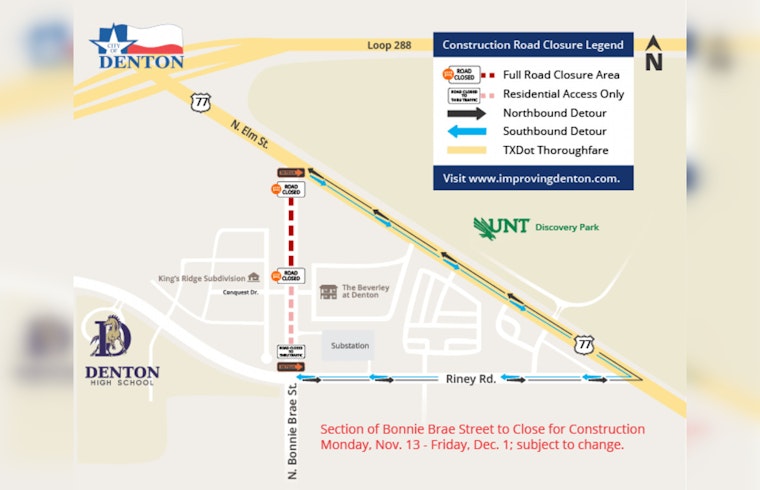 Denton Street Closure Looms Amid Water Transmission Main Improvement Project