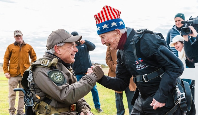 Gov. Greg Abbott Soars to Sky-High Salute Alongside Centenarian Vet in Texas Tribute Jump