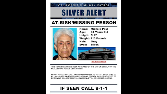 Healdsburg Police on the Hunt for Missing 81-Year-Old Michele Paul from Geyserville