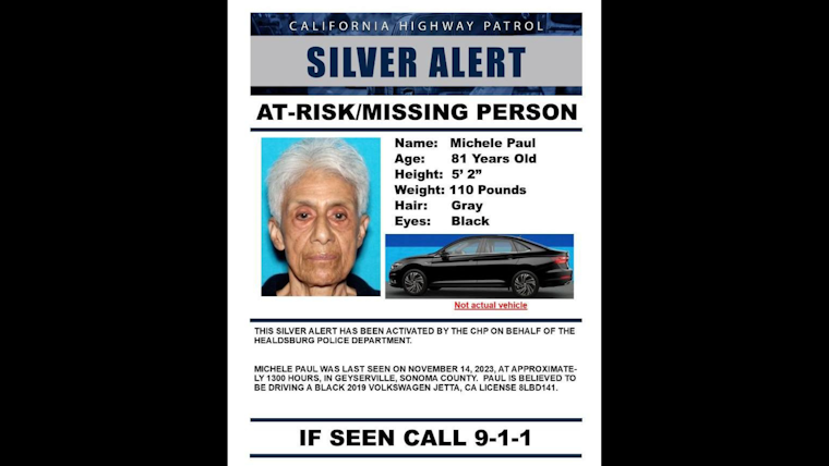 Healdsburg Police on the Hunt for Missing 81-Year-Old Michele Paul from Geyserville