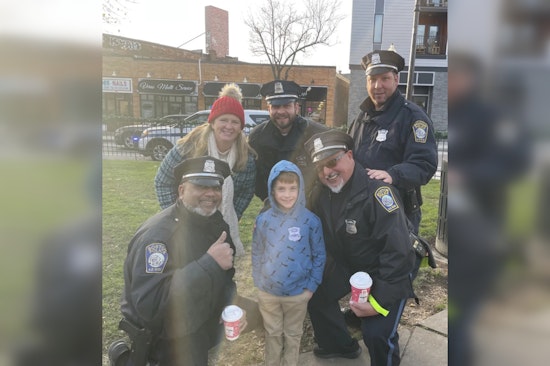 Helpers Dressed as Blue Santa in Boston Bring Sleigh Bells and Safety to the Roslindale Tree Lighting Bash, Courtesy of the Boston Police Department