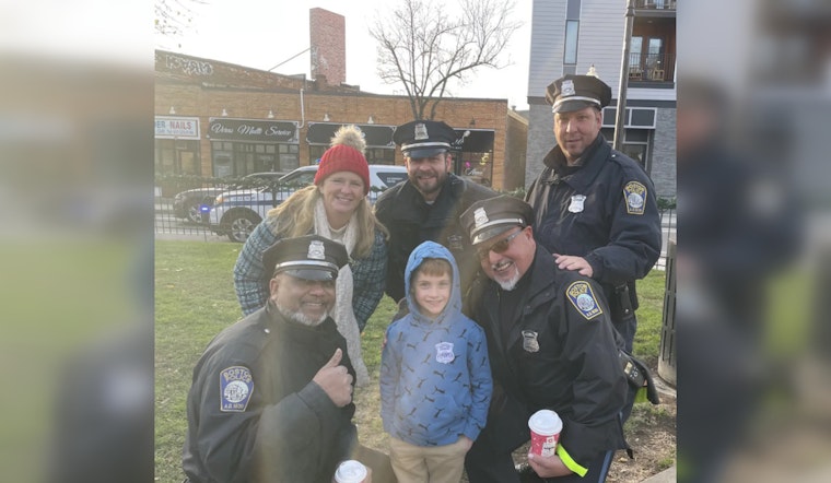 Helpers Dressed as Blue Santa in Boston Bring Sleigh Bells and Safety to the Roslindale Tree Lighting Bash, Courtesy of the Boston Police Department