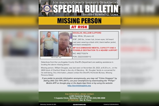 LA Man with "Diminished Mental Capacity" Vanishes, NYers Urged to Aid in Hunt for William Douglas