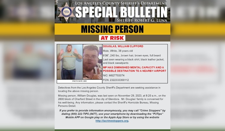 LA Man with "Diminished Mental Capacity" Vanishes, NYers Urged to Aid in Hunt for William Douglas