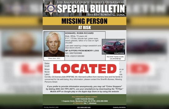 UPDATE: 72-Year-Old Los Angeles Man with Memory-Loss Senior Missing from Lake Hughes Found Alive