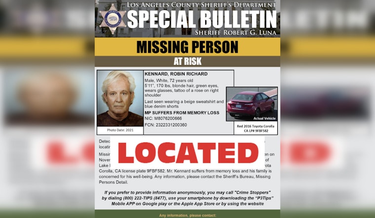 UPDATE: 72-Year-Old Los Angeles Man with Memory-Loss Senior Missing from Lake Hughes Found Alive