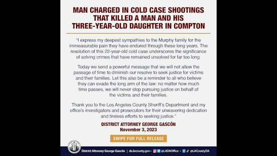 Man Charged for 2001 Double Murder in Compton, Including Father and Three-Year-Old Daughter