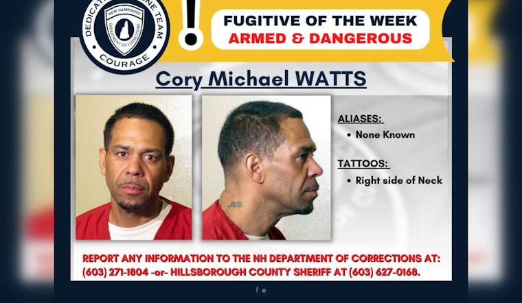 Manhunt Ends in Massachusetts as New Hampshire's "Fugitive of the Week" Cory Watts Captured in Springfield