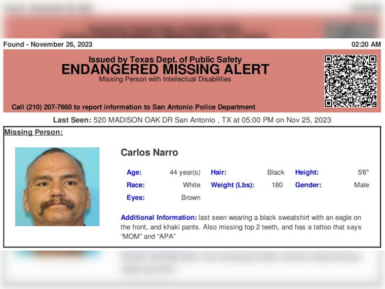 Missing Medically Vulnerable San Antonio Man Found Safe After Black Friday Disappearance