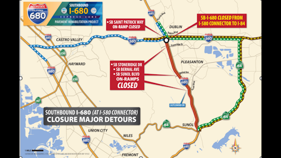 Pleasanton's I-680 Southbound Closure Looms, Roadwork to Replace Worn-Out Stretch Begins This Weekend