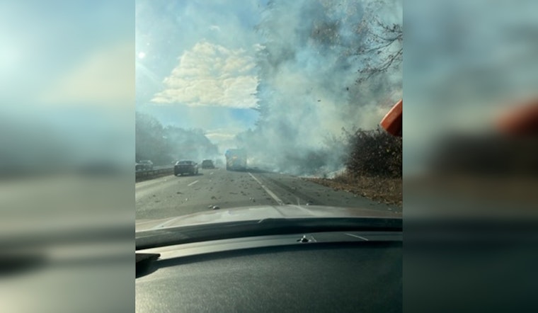 Quick first responder action saves Merrimack from suspected yellow truck blaze in the fires on New Hampshire's F.E. Everett Turnpike.