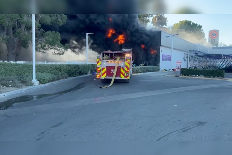 San Bernardino Car Wash Engulfed in Flames, Fire Department Saves the Day