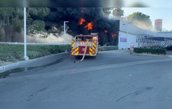 San Bernardino Car Wash Engulfed in Flames, Fire Department Saves the Day