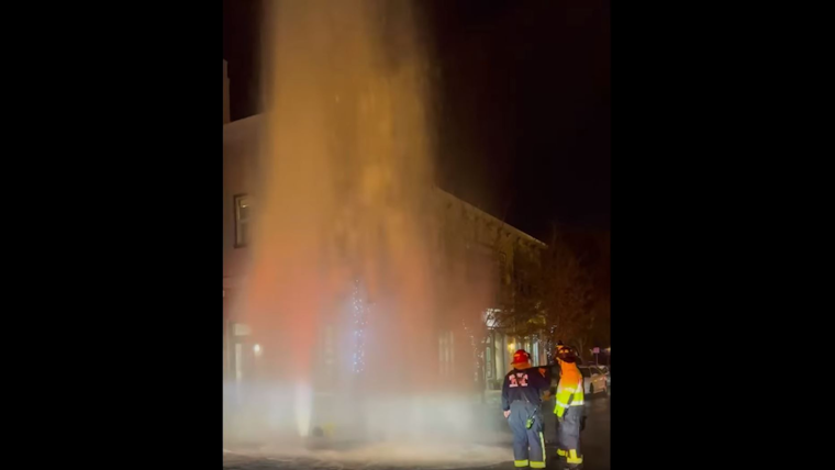 VIDEO: Watery Whirlwind on First Street, Wayward Car Triggers Benicia Hydrant Havoc